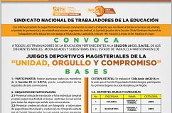 Convoca Sección 29 del SNTE a juegos magisteriales.