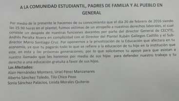Maestros cesados acusan “atropello a sus derechos laborales”