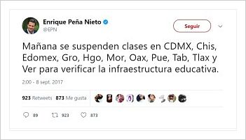 Suspenden clases en 11 Estados tras sismo