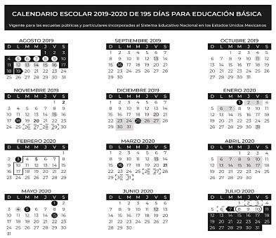 Calendario Escolar 2019-2020 de la SEP (oficial).