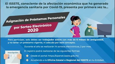 Por COVID-19, ISSSTE lanza sorteo de créditos personales