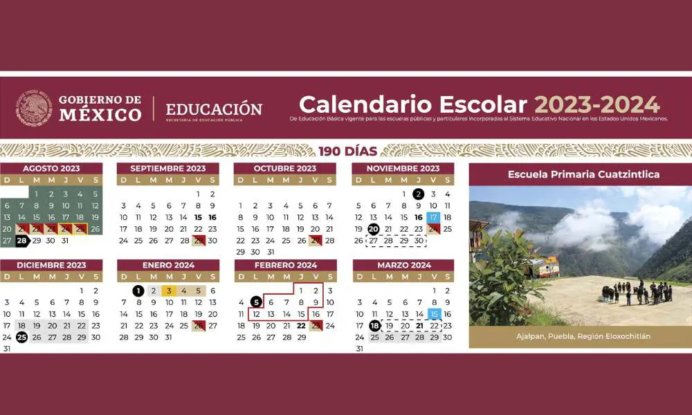 Imagen oficial del Calendario Escolar 2023-2024 de la SEP