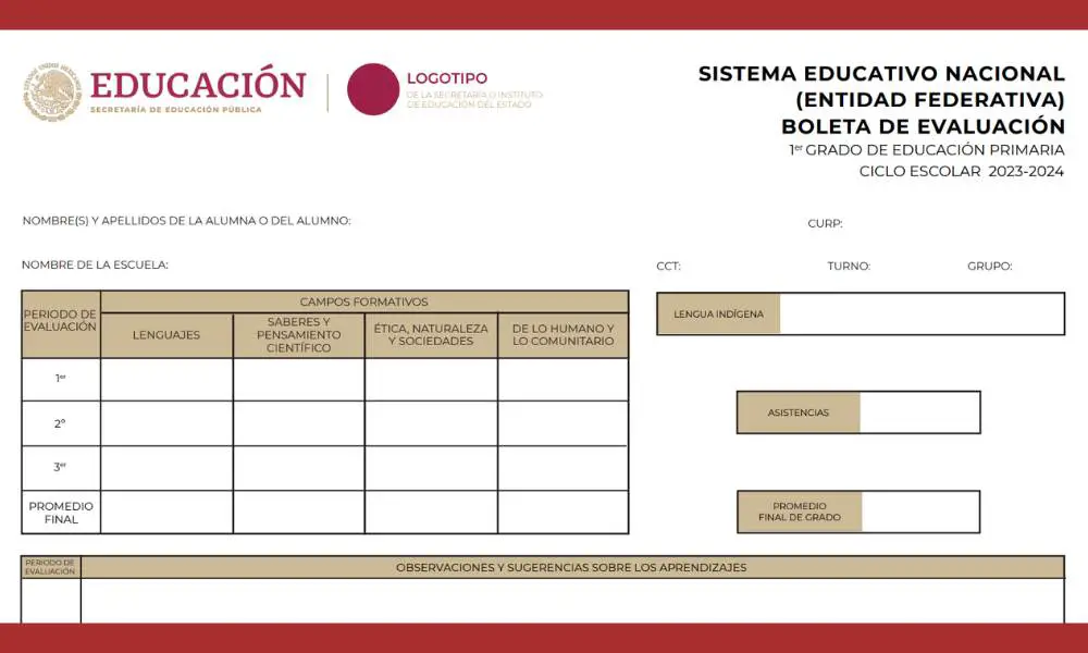Boletas de Evaluación 2023-2024 de la SEP