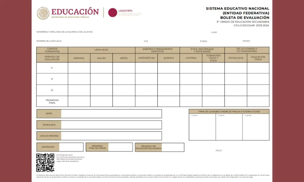 Estos son los componentes de la nueva boleta de calificaciones de la SEP